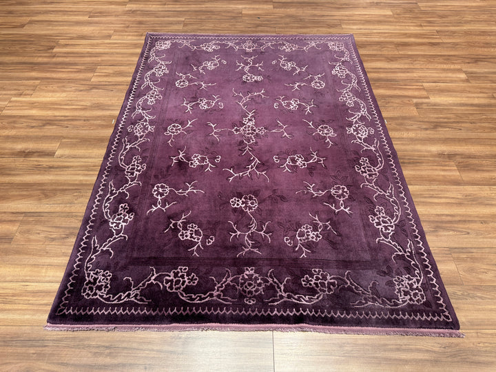 Obison Original Hand Woven Purple Wool Bamboo Carpet 175x242 4.21 Square Meters - 5x8 ft