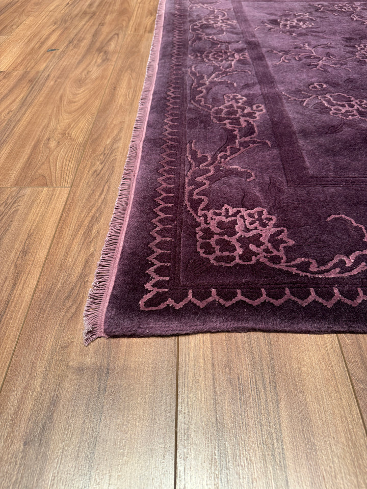 Obison Original Hand Woven Purple Wool Bamboo Carpet 175x242 4.21 Square Meters - 5x8 ft