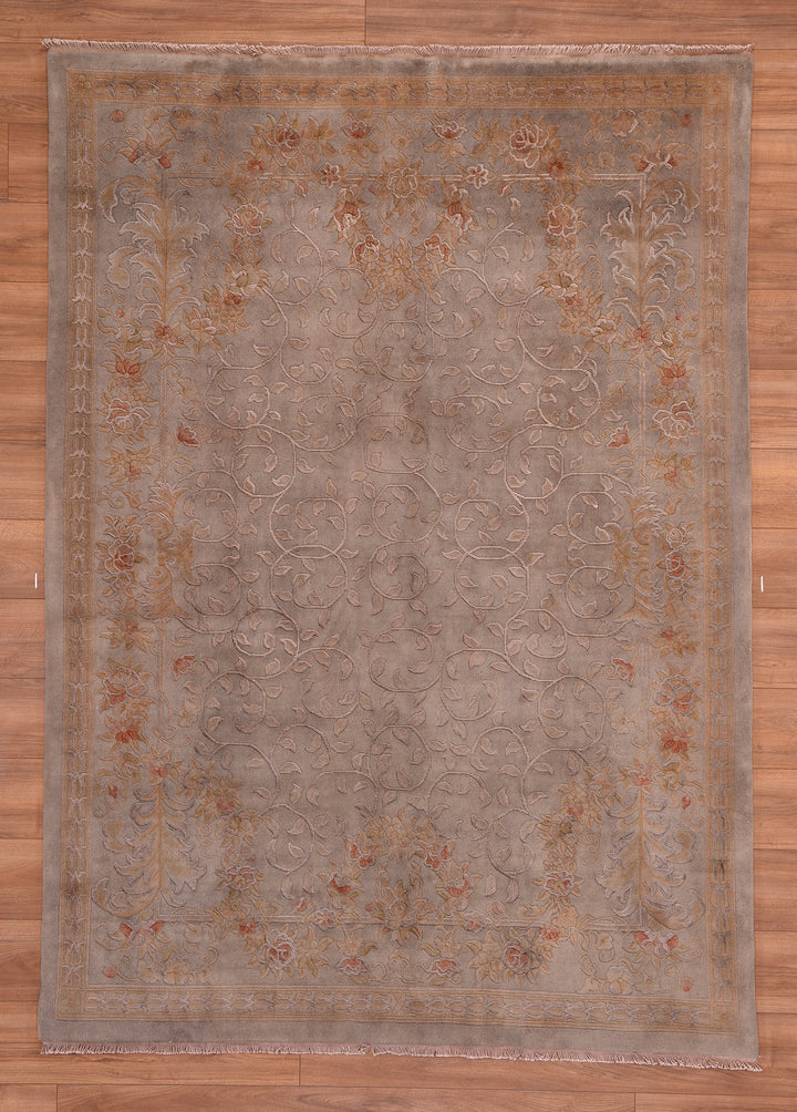 Obison Original Hand Woven Gray Wool Bamboo Carpet 174x241 4.19 Square Meters - 5x8 ft