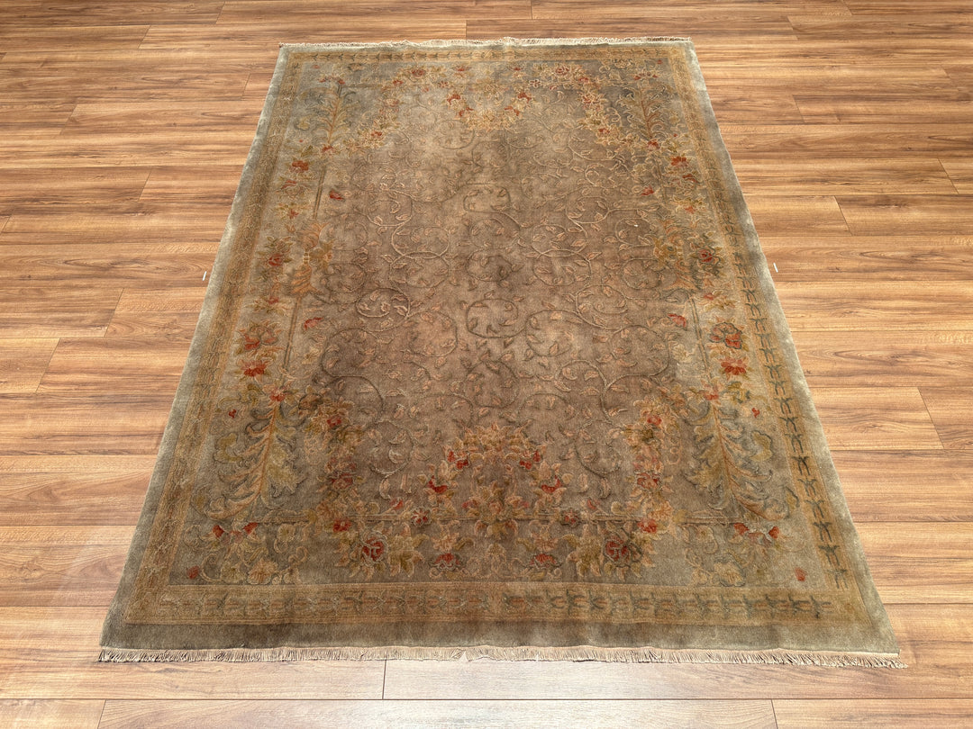 Obison Original Hand Woven Gray Wool Bamboo Carpet 174x241 4.19 Square Meters - 5x8 ft