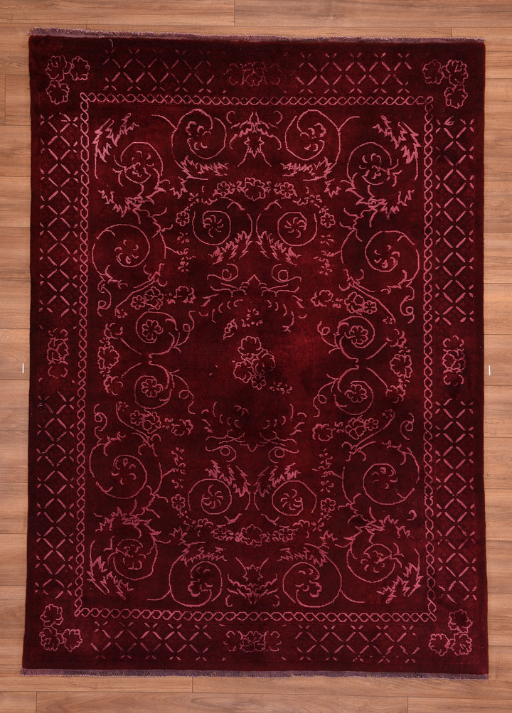 Obison Original Hand Woven Red Wool Bamboo Carpet 172x236 4.06 Square Meters - 5x8 ft