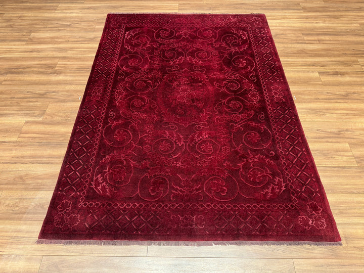 Obison Original Hand Woven Red Wool Bamboo Carpet 172x236 4.06 Square Meters - 5x8 ft