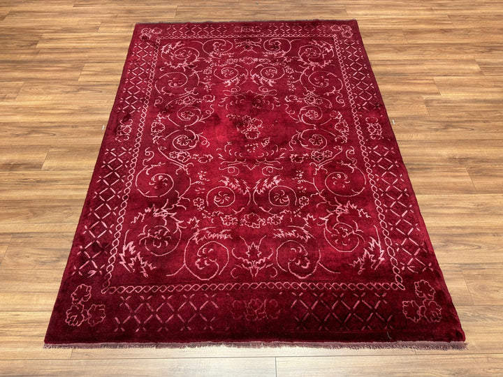 Obison Original Hand Woven Red Wool Bamboo Carpet 172x236 4.06 Square Meters - 5x8 ft