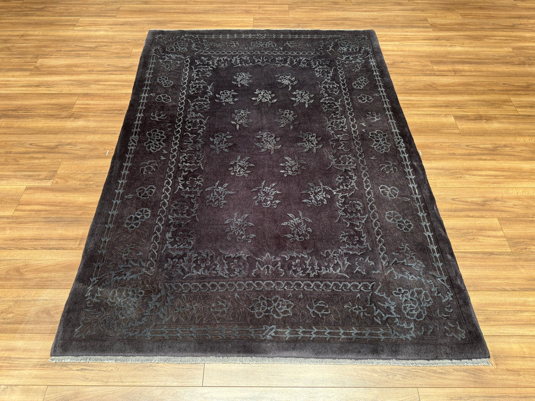 Obison Original Hand Woven Black Wool Bamboo Carpet 173x242 4.31 Square Meters - 5x8 ft