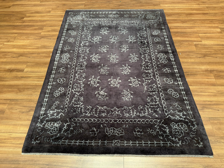 Obison Original Hand Woven Black Wool Bamboo Carpet 173x242 4.31 Square Meters - 5x8 ft