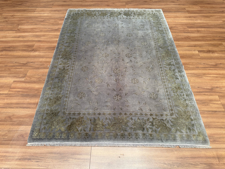 Obison Original Hand Woven Gray Wool Bamboo Carpet 173x239 4.13 Square Meters - 5x8 ft