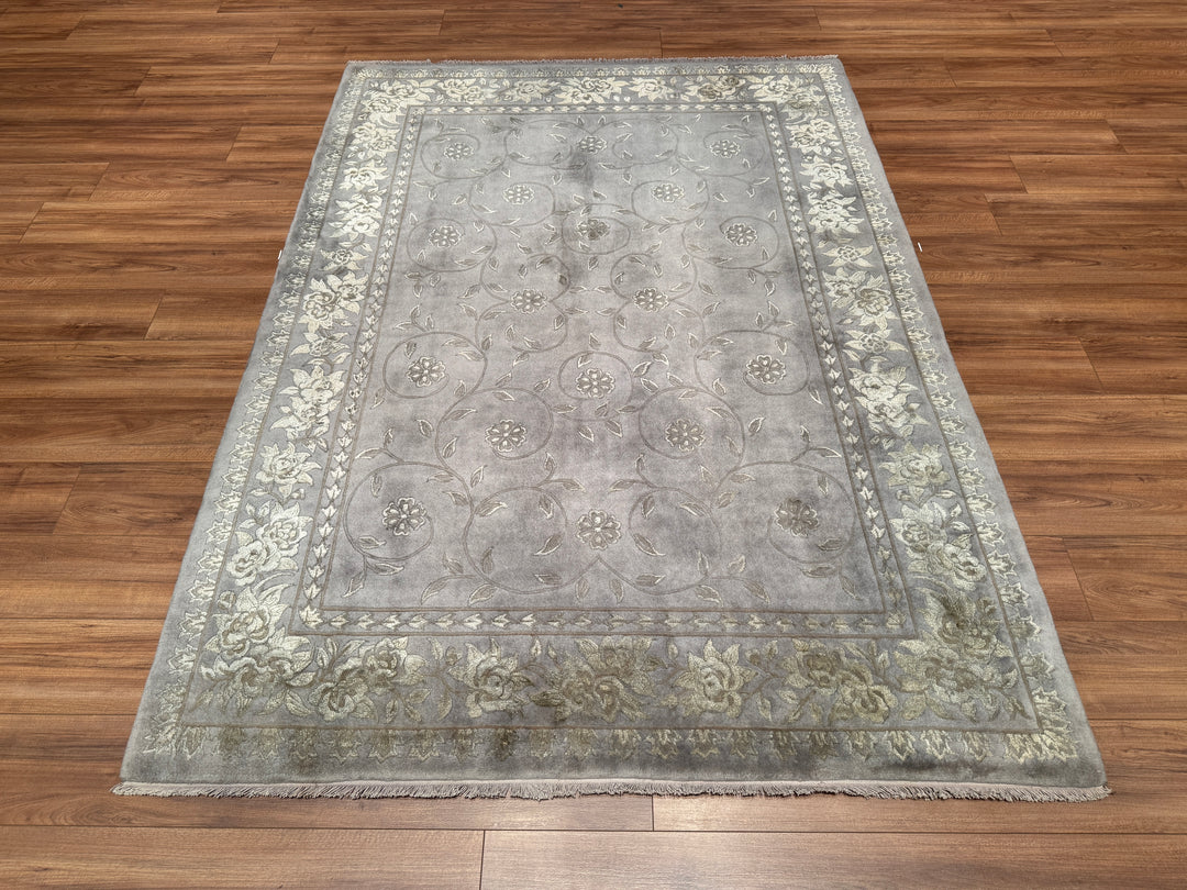 Obison Original Hand Woven Gray Wool Bamboo Carpet 173x239 4.13 Square Meters - 5x8 ft