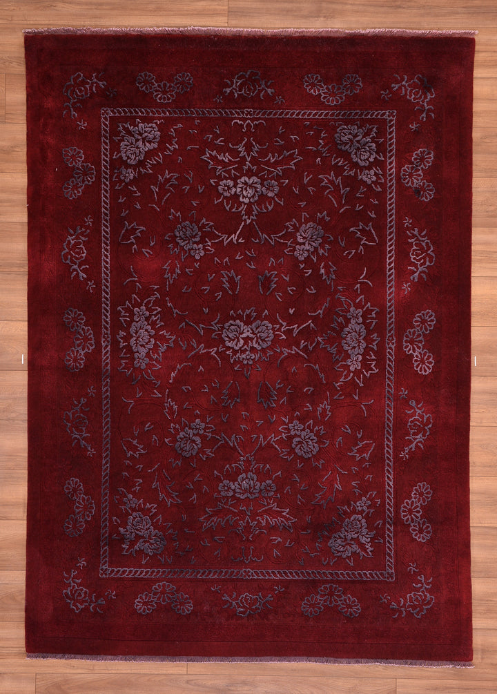 Obison Original Hand Woven Red Wool Bamboo Carpet 174x241 4.19 Square Meters - 5x8 ft