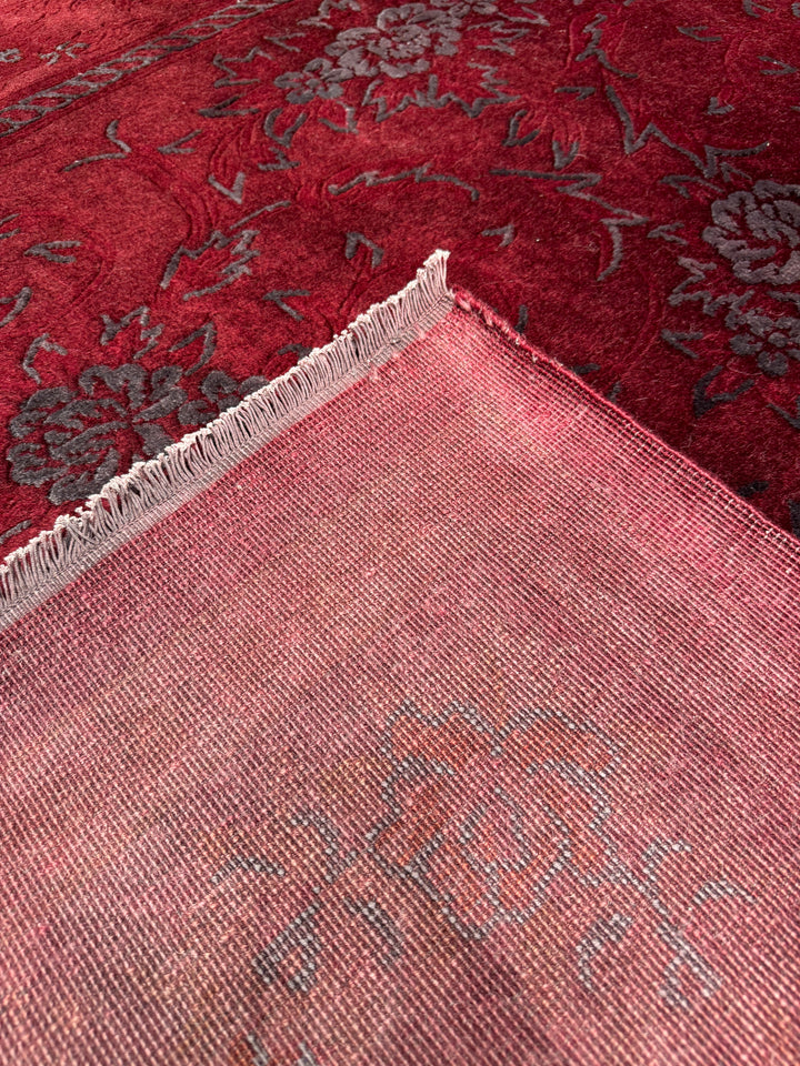 Obison Original Hand Woven Red Wool Bamboo Carpet 174x241 4.19 Square Meters - 5x8 ft