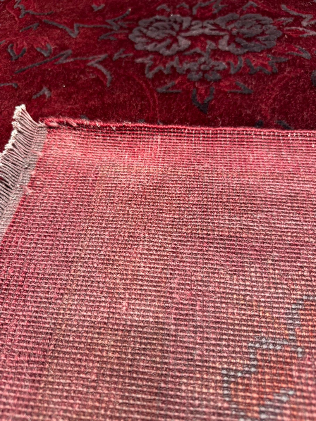 Obison Original Hand Woven Red Wool Bamboo Carpet 174x241 4.19 Square Meters - 5x8 ft