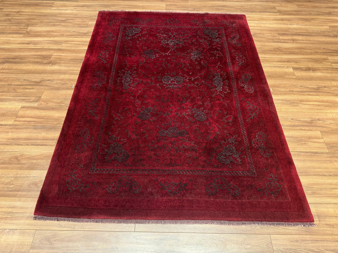 Obison Original Hand Woven Red Wool Bamboo Carpet 174x241 4.19 Square Meters - 5x8 ft