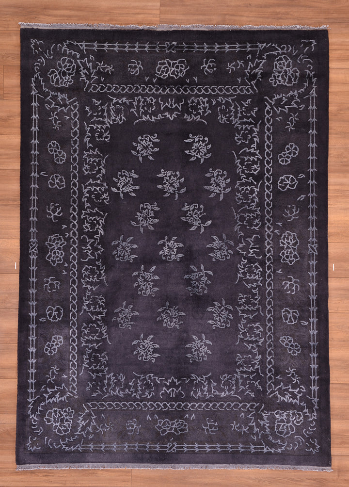 Obison Original Hand Woven Black Wool Bamboo Carpet 173x243 4.20 Square Meters - 5x8 ft