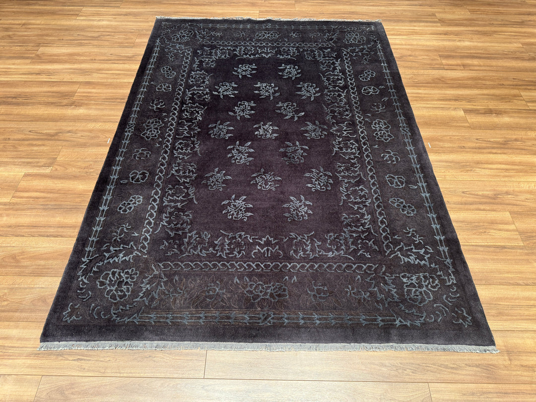 Obison Original Hand Woven Black Wool Bamboo Carpet 173x243 4.20 Square Meters - 5x8 ft