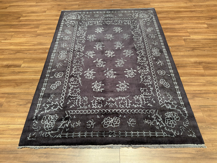 Obison Original Hand Woven Black Wool Bamboo Carpet 173x243 4.20 Square Meters - 5x8 ft