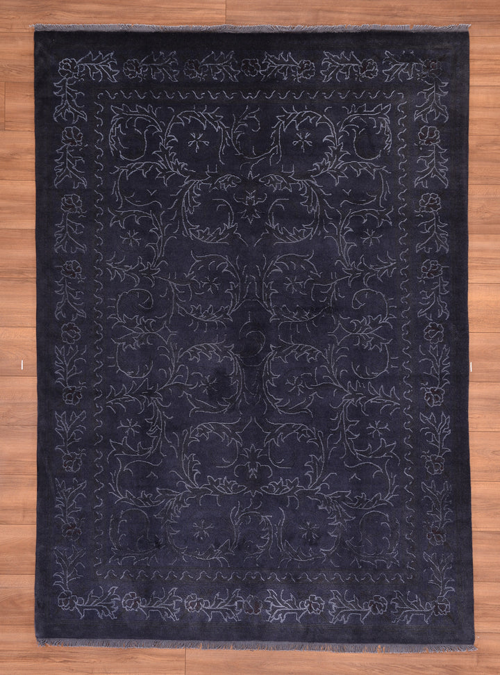 Obison Original Hand Woven Black Wool Bamboo Carpet 171x241 4.12 Square Meters - 5x8 ft