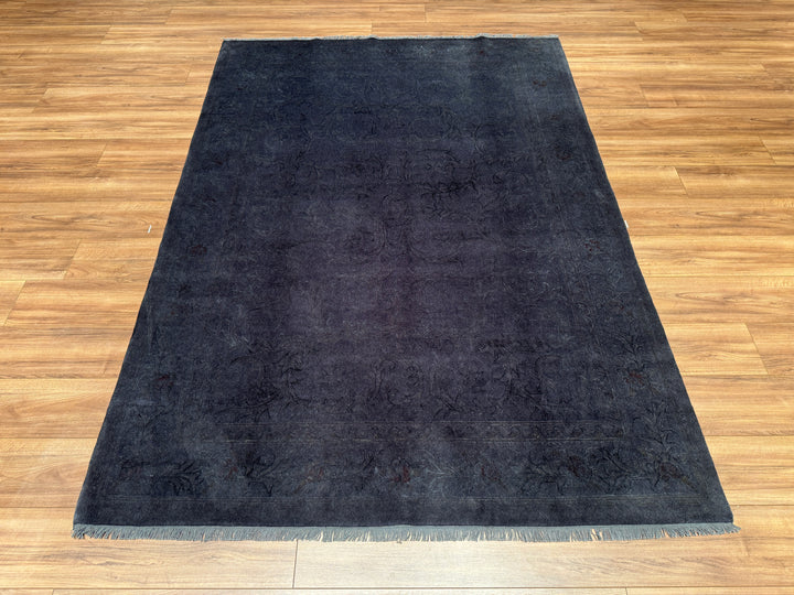 Obison Original Hand Woven Black Wool Bamboo Carpet 171x241 4.12 Square Meters - 5x8 ft