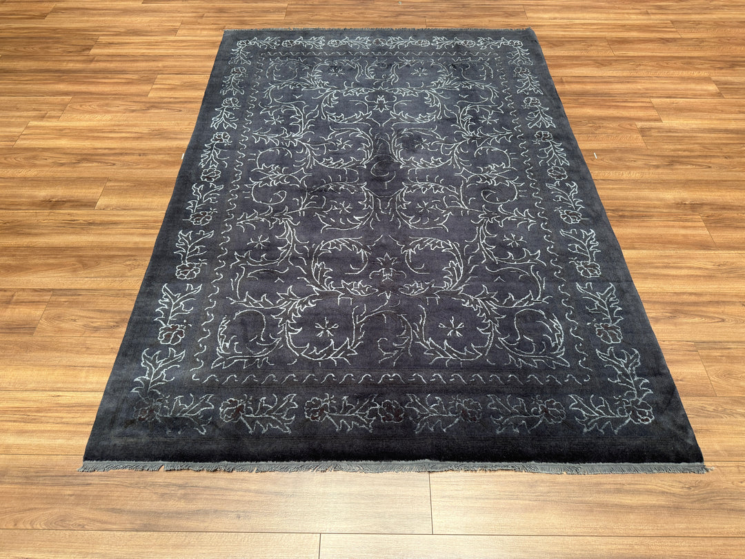 Obison Original Hand Woven Black Wool Bamboo Carpet 171x241 4.12 Square Meters - 5x8 ft