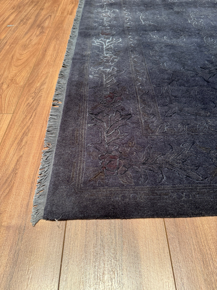 Obison Original Hand Woven Black Wool Bamboo Carpet 171x241 4.12 Square Meters - 5x8 ft