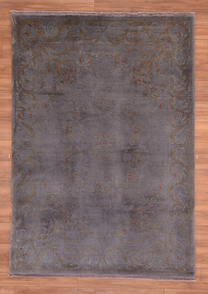 Obison Original Hand Woven Gray Wool Bamboo Carpet 172x241 4.15 Square Meters - 5x8 ft