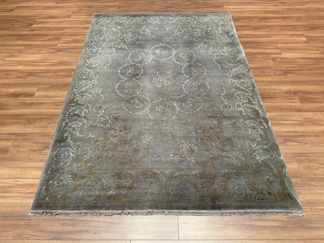 Obison Original Hand Woven Gray Wool Bamboo Carpet 172x241 4.15 Square Meters - 5x8 ft