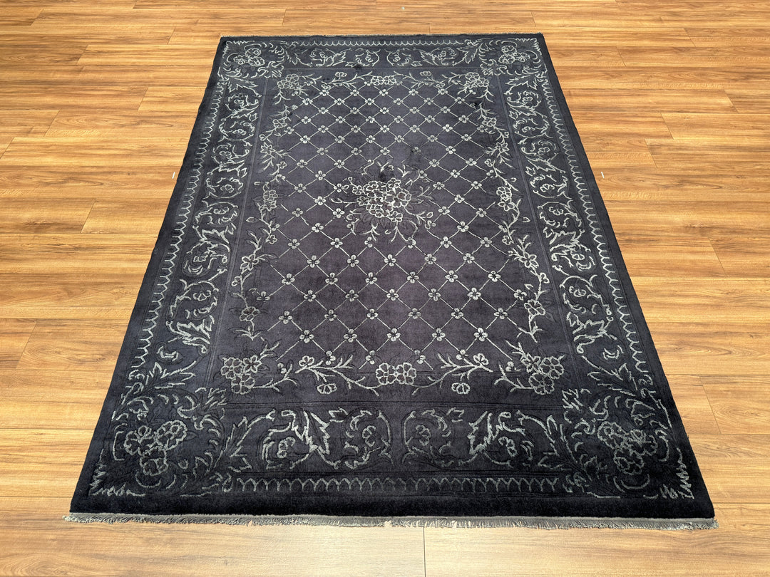 Obison Original Hand Woven Black Wool Bamboo Carpet 172x254 4.21 Square Meters - 5x8 ft