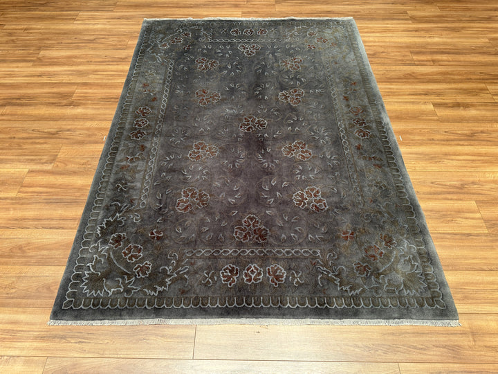 Obison Original Hand Woven Black Wool Bamboo Carpet 172x240 4.13 Square Meters - 5x8 ft