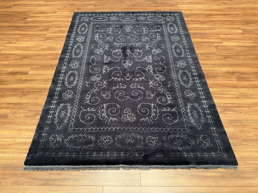 Obison Original Hand Woven Black Wool Bamboo Carpet 170x239 4.06 Square Meters - 5x8 ft