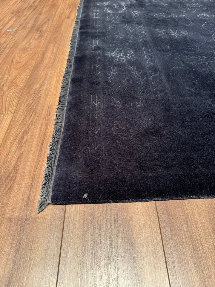 Obison Original Hand Woven Black Wool Bamboo Carpet 170x239 4.06 Square Meters - 5x8 ft