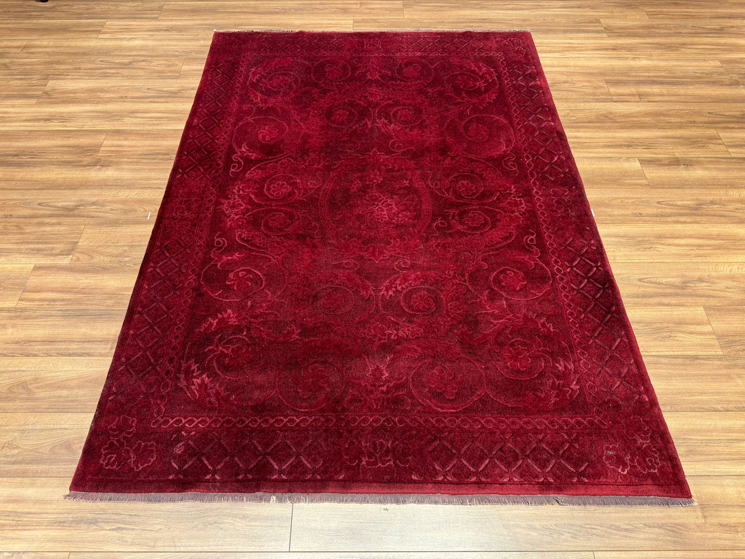 Obison Original Hand Woven Red Wool Bamboo Carpet 173x243 4.20 Square Meters - 5x8 ft