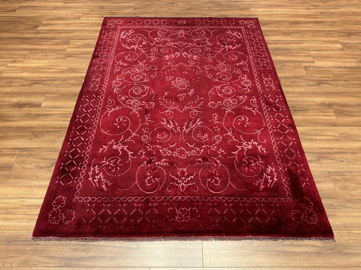 Obison Original Hand Woven Red Wool Bamboo Carpet 173x243 4.20 Square Meters - 5x8 ft