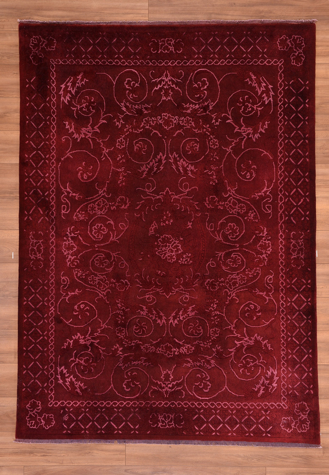 Obison Original Hand Woven Red Wool Bamboo Carpet 173x243 4.20 Square Meters - 5x8 ft