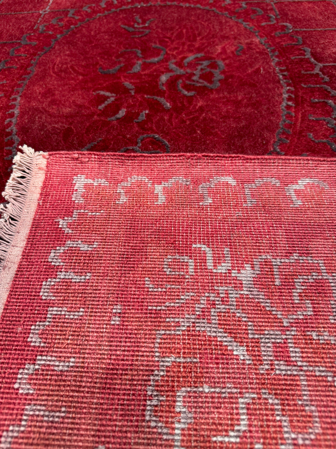 Obison Original Hand Woven Red Wool Bamboo Carpet 172x242 4.16 Square Meters - 5x8 ft