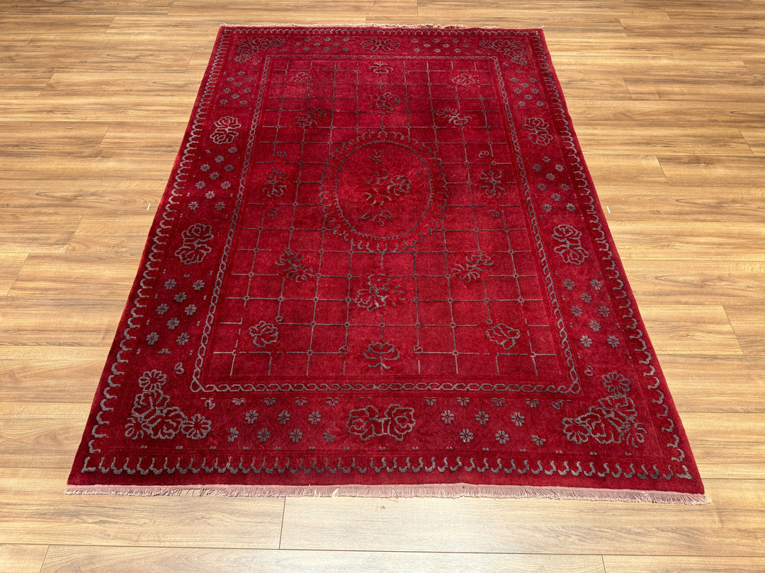 Obison Original Hand Woven Red Wool Bamboo Carpet 172x242 4.16 Square Meters - 5x8 ft