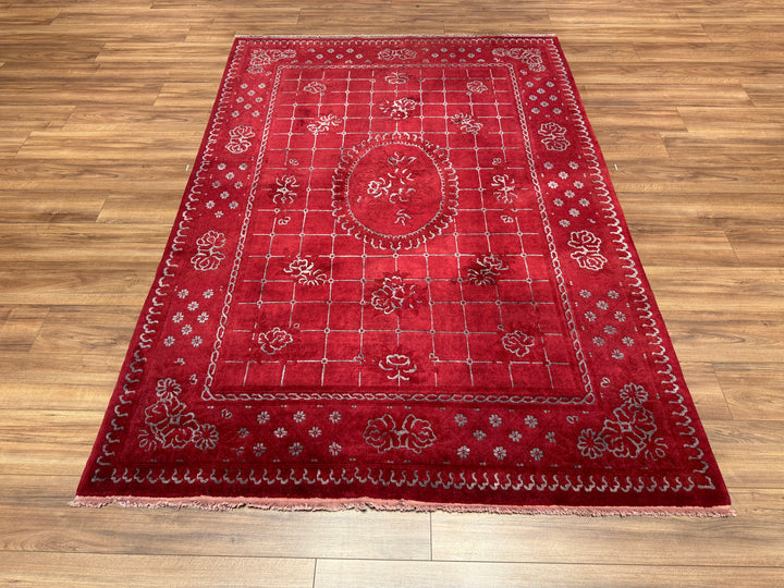 Obison Original Hand Woven Red Wool Bamboo Carpet 172x242 4.16 Square Meters - 5x8 ft