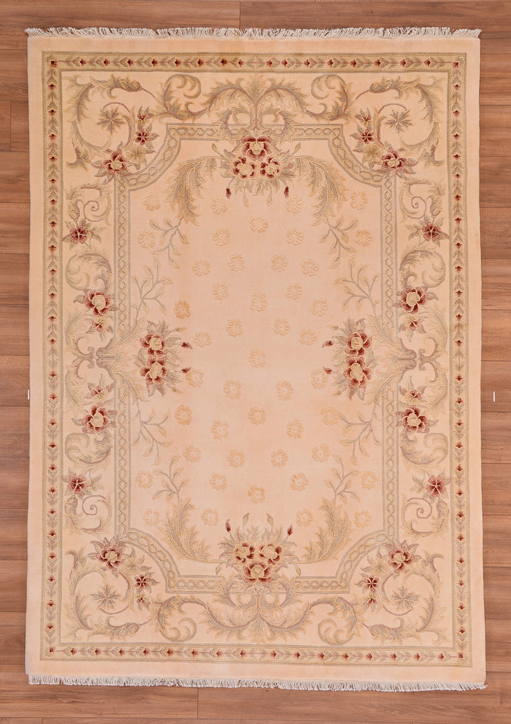 Obison Original Hand Woven Cream Wool Bamboo Carpet 171x240 4.10 Square Meters - 5x8 ft