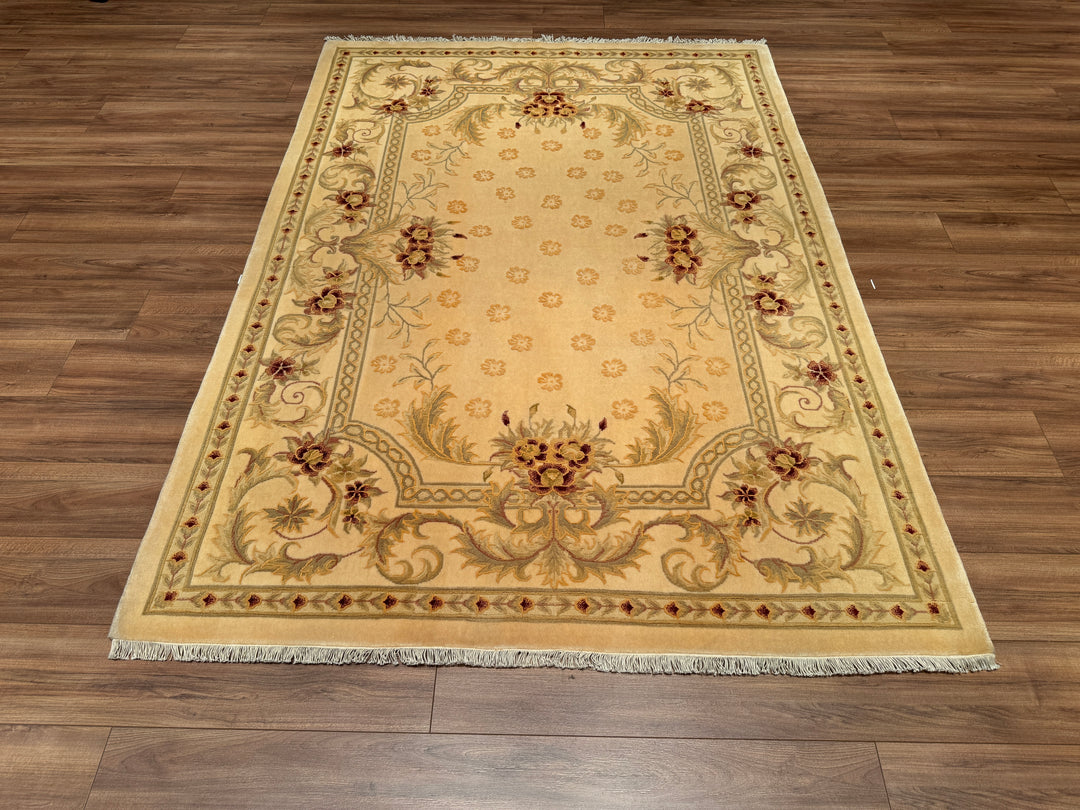 Obison Original Hand Woven Cream Wool Bamboo Carpet 171x240 4.10 Square Meters - 5x8 ft