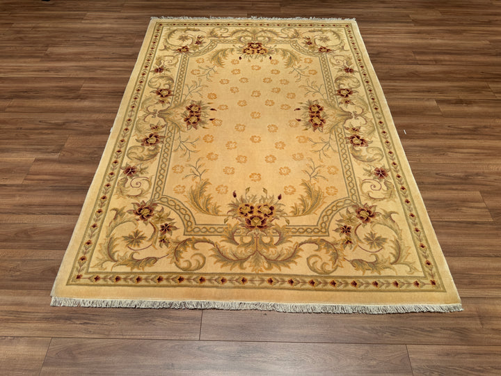 Obison Original Hand Woven Cream Wool Bamboo Carpet 171x240 4.10 Square Meters - 5x8 ft