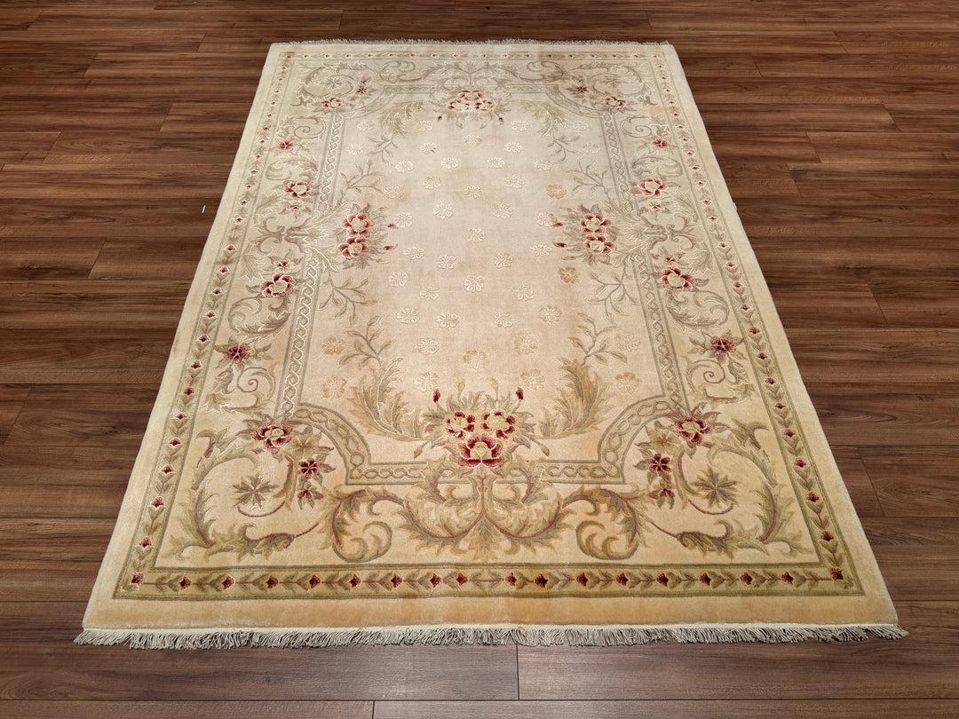 Obison Original Hand Woven Cream Wool Bamboo Carpet 171x240 4.10 Square Meters - 5x8 ft