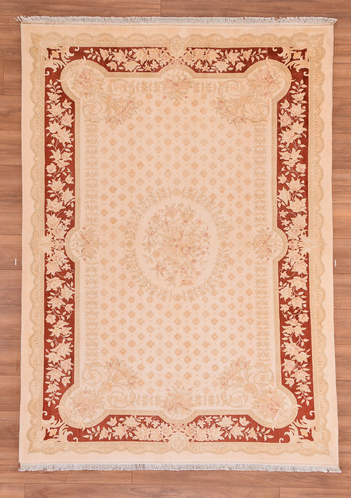 Obison Original Hand Woven Cream Wool Bamboo Carpet 171x239 4.09 Square Meters - 5x8 ft