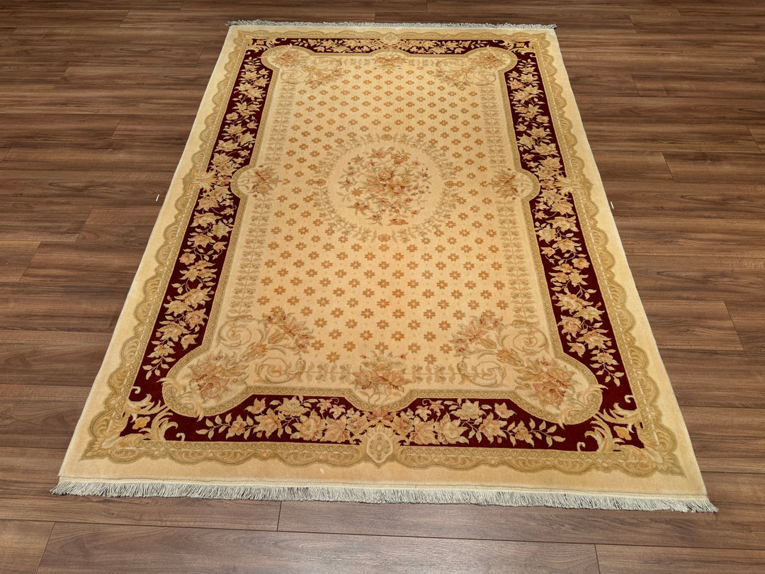 Obison Original Hand Woven Cream Wool Bamboo Carpet 171x239 4.09 Square Meters - 5x8 ft