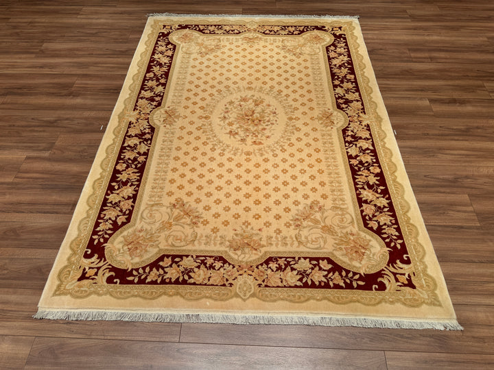 Obison Original Hand Woven Cream Wool Bamboo Carpet 171x239 4.09 Square Meters - 5x8 ft