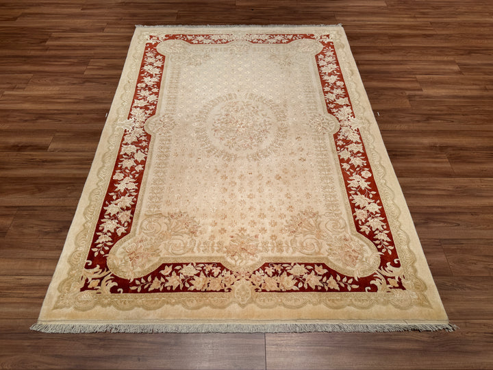 Obison Original Hand Woven Cream Wool Bamboo Carpet 171x239 4.09 Square Meters - 5x8 ft