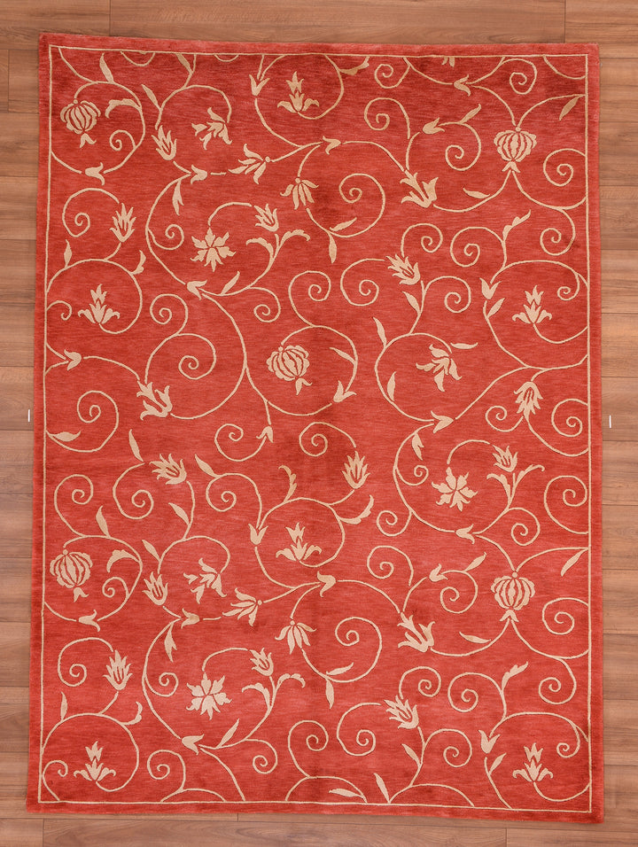 Dalyana Original Hand Woven Red Wool Bamboo Carpet 172x232 3.99 Square Meters - 5x8 ft