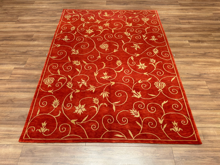 Dalyana Original Hand Woven Red Wool Bamboo Carpet 172x232 3.99 Square Meters - 5x8 ft