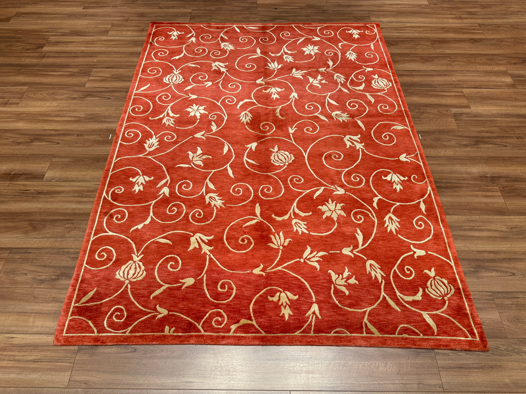 Dalyana Original Hand Woven Red Wool Bamboo Carpet 172x232 3.99 Square Meters - 5x8 ft