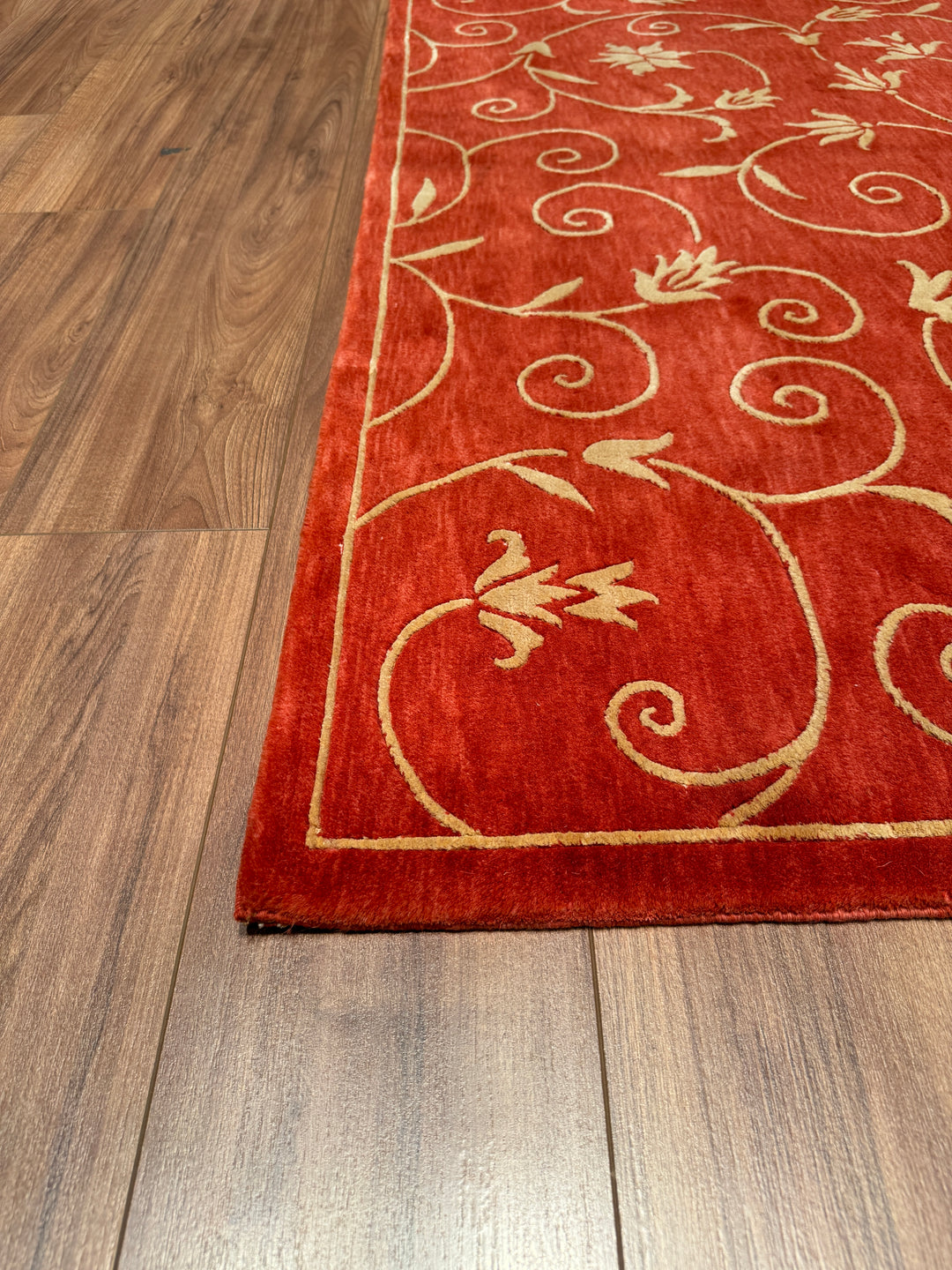 Dalyana Original Hand Woven Red Wool Bamboo Carpet 172x232 3.99 Square Meters - 5x8 ft