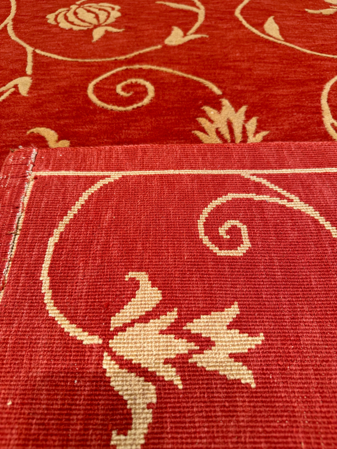 Dalyana Original Hand Woven Red Wool Bamboo Carpet 172x232 3.99 Square Meters - 5x8 ft