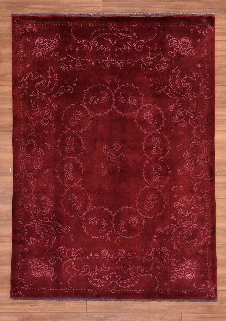 Obison Original Hand Woven Red Wool Bamboo Carpet 174x241 4.19 Square Meters - 5x8 ft