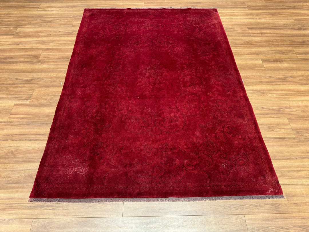 Obison Original Hand Woven Red Wool Bamboo Carpet 174x241 4.19 Square Meters - 5x8 ft