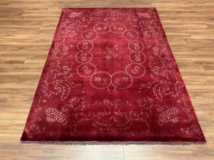 Obison Original Hand Woven Red Wool Bamboo Carpet 174x241 4.19 Square Meters - 5x8 ft